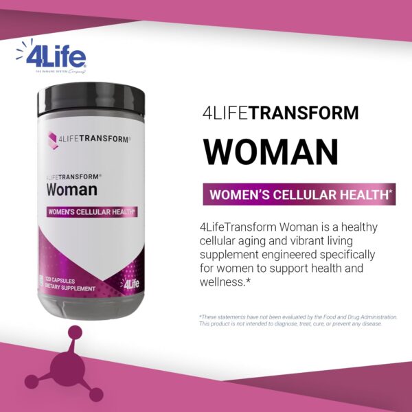 4LifeTransform Woman – Cellular Aging & Wellness Supplement for Women - Velvet Bean & Evening Primrose Extracts - Supports Healthy Skin & Nitric Oxide Production - 120 Capsules